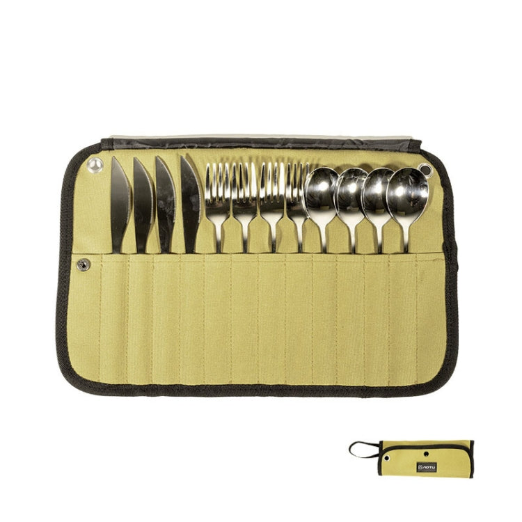 AOTU AT6471 12pcs /Set Outdoor 304 Stainless Steel Camping Cutlery Set With Storage Bag