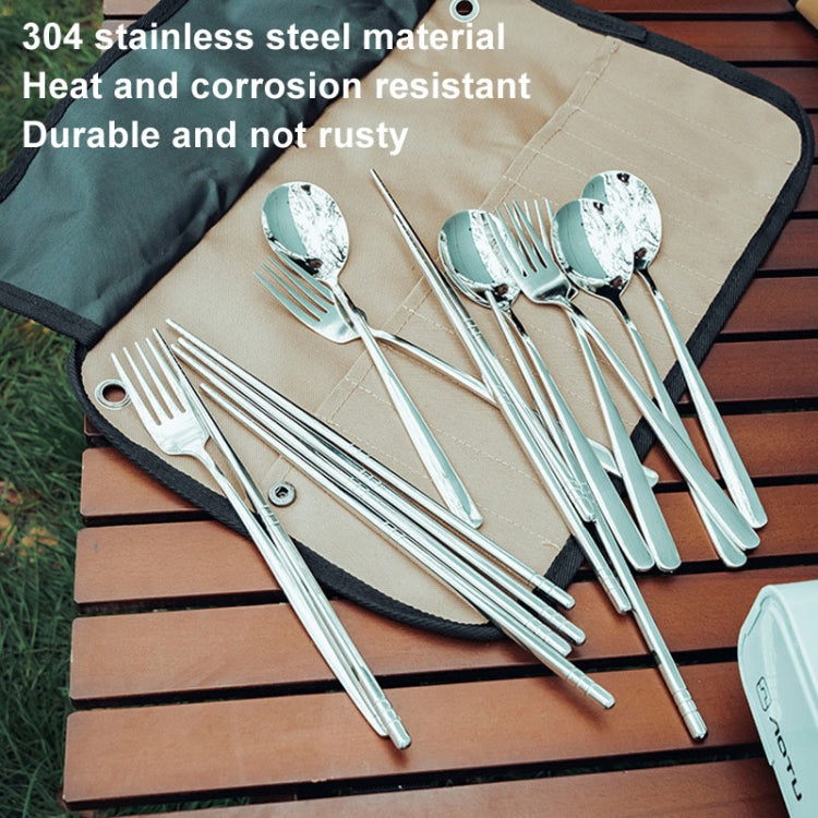 AOTU AT6471 12pcs /Set Outdoor 304 Stainless Steel Camping Cutlery Set With Storage Bag