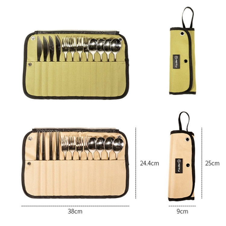 AOTU AT6471 12pcs /Set Outdoor 304 Stainless Steel Camping Cutlery Set With Storage Bag