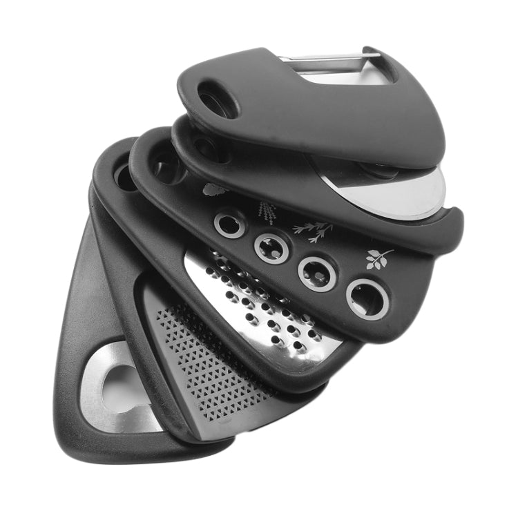 6 In 1 Stackable Kitchen Gadgets Melon Peeler Herb Chopper Garlic Grater Can Opener Pizza Cutter