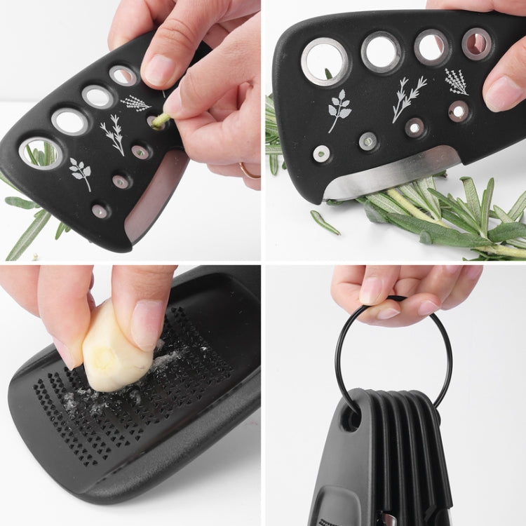 6 In 1 Stackable Kitchen Gadgets Melon Peeler Herb Chopper Garlic Grater Can Opener Pizza Cutter