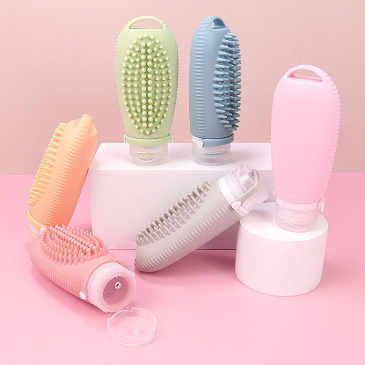 100ml 2 In1 Travel Dispenser Bottle Silicone Portable Massage Brush Shampoo Lotion Divider Bottle