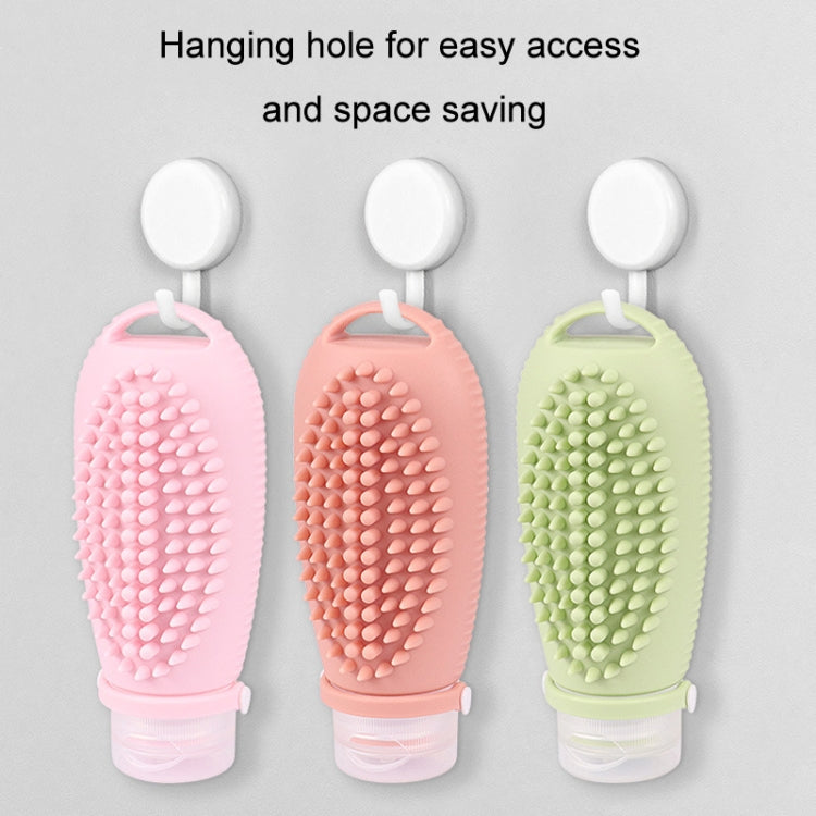 100ml 2 In1 Travel Dispenser Bottle Silicone Portable Massage Brush Shampoo Lotion Divider Bottle
