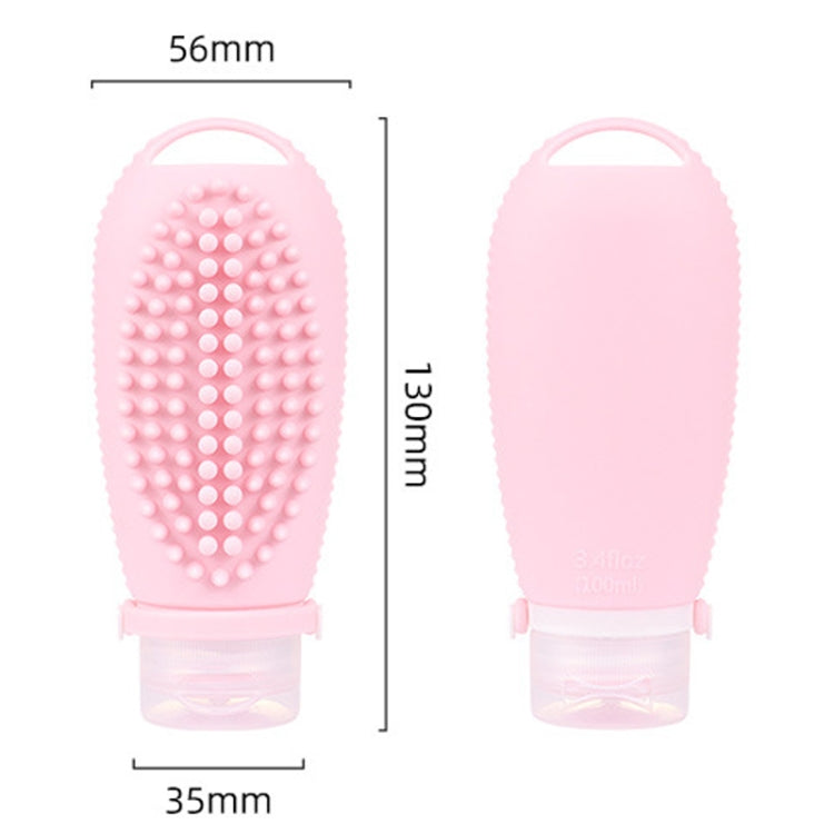 100ml 2 In1 Travel Dispenser Bottle Silicone Portable Massage Brush Shampoo Lotion Divider Bottle