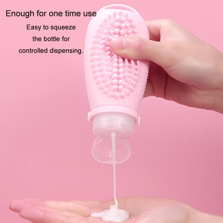 100ml 2 In1 Travel Dispenser Bottle Silicone Portable Massage Brush Shampoo Lotion Divider Bottle