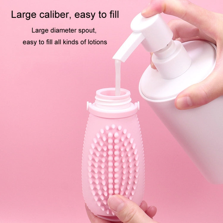 100ml 2 In1 Travel Dispenser Bottle Silicone Portable Massage Brush Shampoo Lotion Divider Bottle