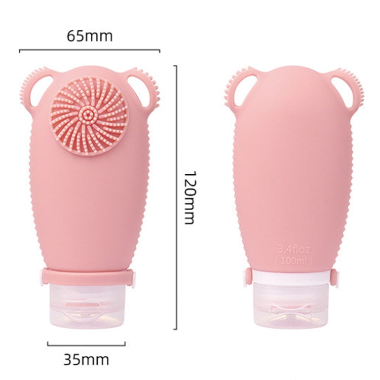 100ml Travel Cleaning Lotion Dispenser Bottle With Washing Brush Cosmetic Shampoo Storage Bottle