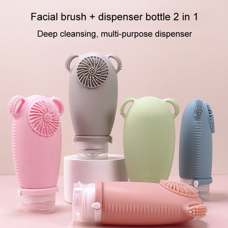 100ml Travel Cleaning Lotion Dispenser Bottle With Washing Brush Cosmetic Shampoo Storage Bottle