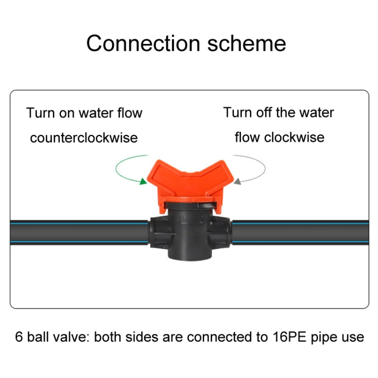 16PE Pipe Switch Ball Valve Greenhouse Irrigation Watering Switch Accessories