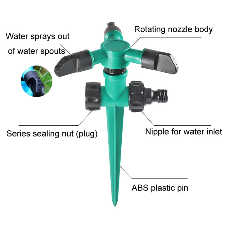 Automatic Rotating Plastic Ground Sprinkler Garden Lawn Triangle Spraying Nozzles