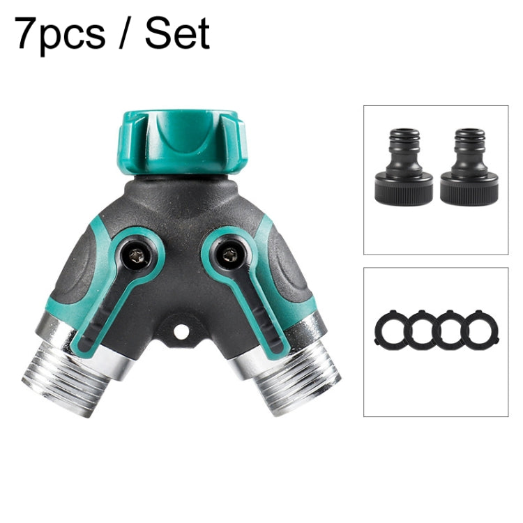 7pcs / Set Y-Type Two-Way Metal Quick Connectors Water Pipe Splitter With Nipple