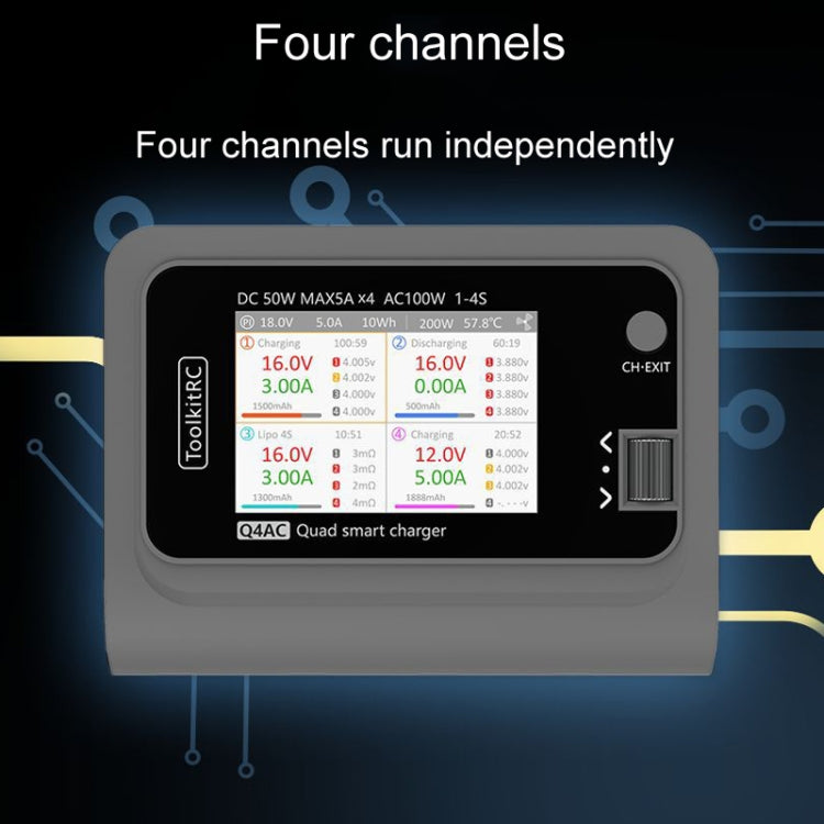ToolkitRC Q4AC Four-Channel Airplanes And Drones Model Li-Po Battery Balance Charger