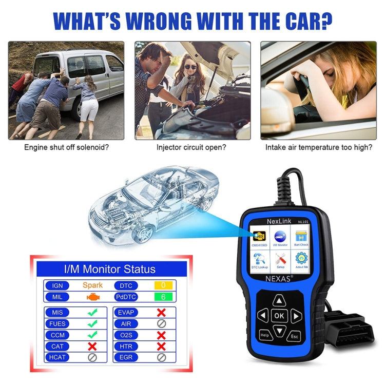 Nexas NL101 Universal OBD2 Scanner Diagnostic Tool & Battery Tester With OBDII