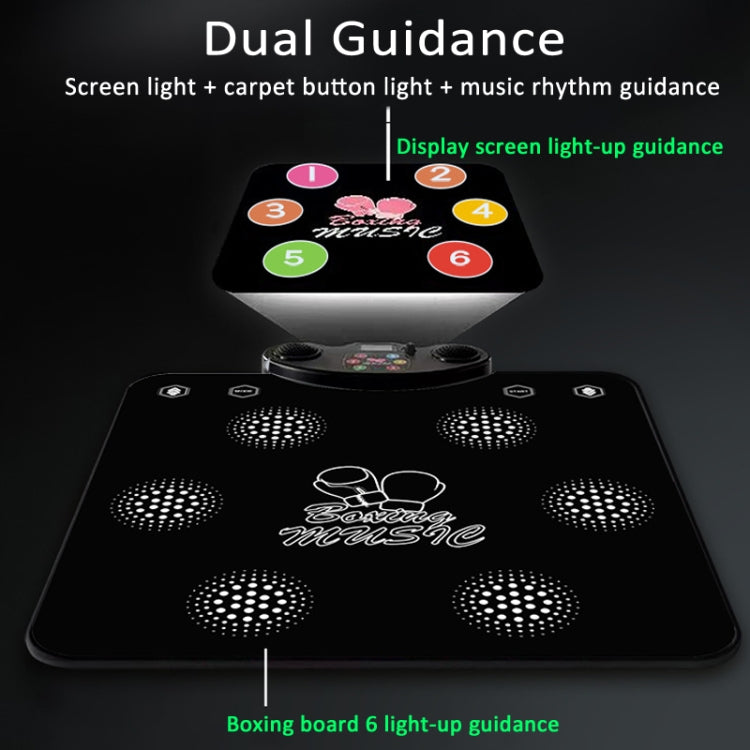 2 In 1 Bluetooth Music Boxing Dance Mat 6 Modes With Guidance Light For Adult and Children 60 x 70 x 6cm