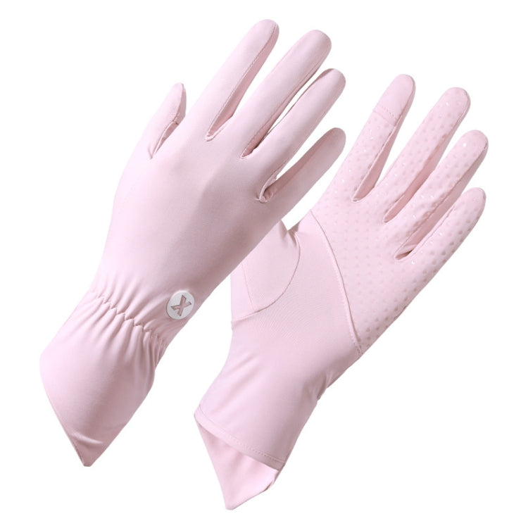 1pair Summer Thin Ice Silk Anti-Slip Sunscreen Sport Riding Finger Gloves