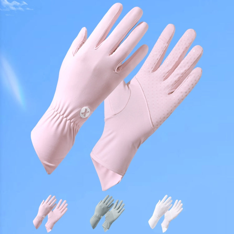 1pair Summer Thin Ice Silk Anti-Slip Sunscreen Sport Riding Finger Gloves