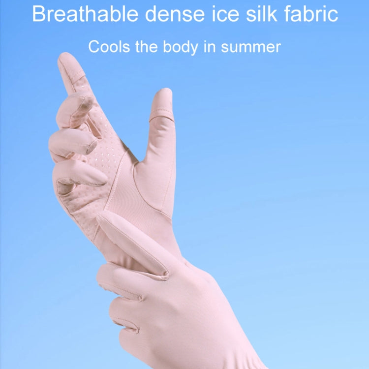 1pair Summer Thin Ice Silk Anti-Slip Sunscreen Sport Riding Finger Gloves
