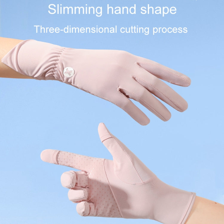 1pair Summer Thin Ice Silk Anti-Slip Sunscreen Sport Riding Finger Gloves