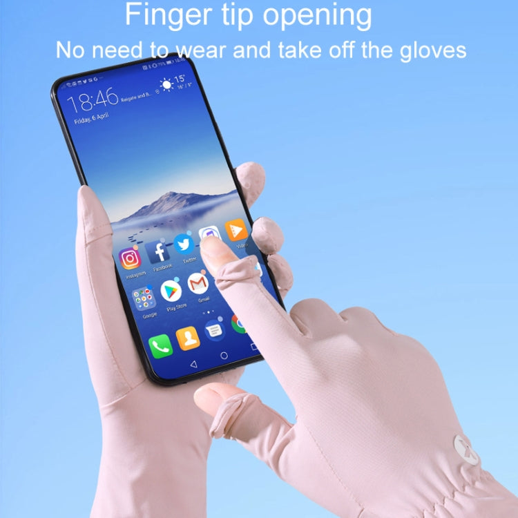 1pair Summer Thin Ice Silk Anti-Slip Sunscreen Sport Riding Finger Gloves