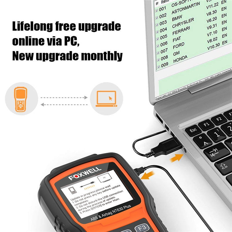 FOXWELL NT630 Plus OBD2 Scanner SRS ABS Code Reader SAS OIL EPB Reset Diagnostic
