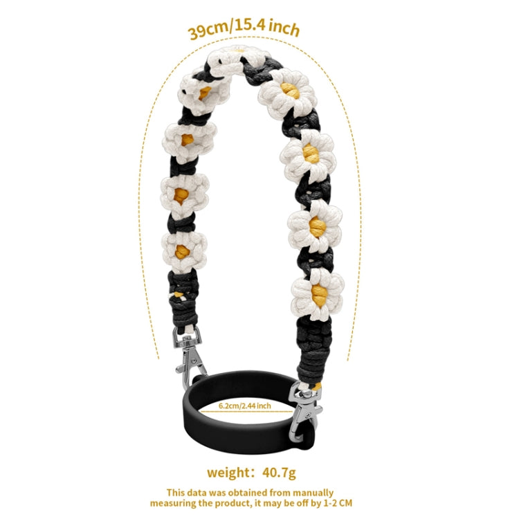 For 16-40oz Stanley Mug Lanyard Silicone Loop Boho Daisy Cute Flower Hand-Woven Mug Cover