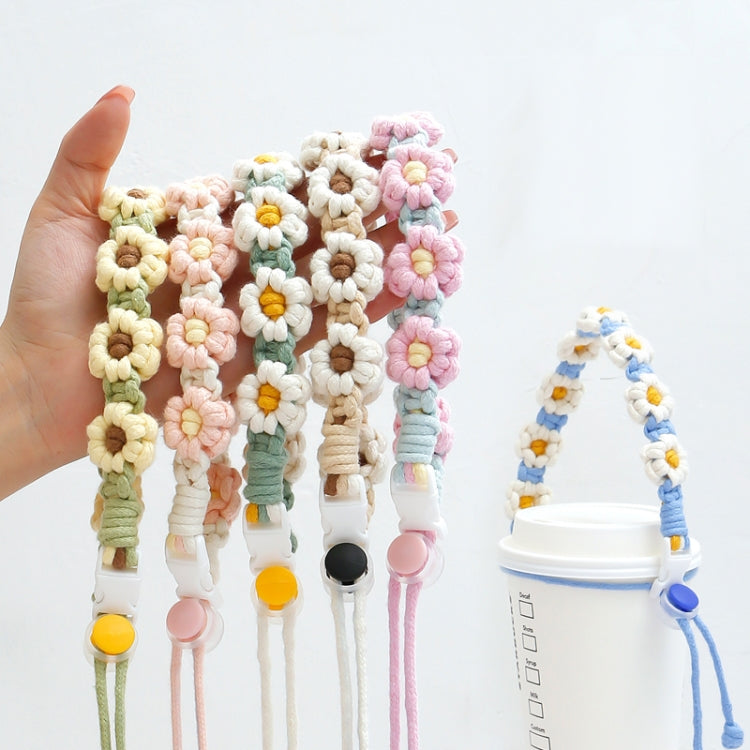 For 8-40oz Portable Sports Water Mug Lanyard Cup Cover Hand-Woven Cute Daisy Mug Strap