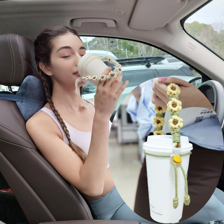 For 8-40oz Portable Sports Water Mug Lanyard Cup Cover Hand-Woven Cute Daisy Mug Strap