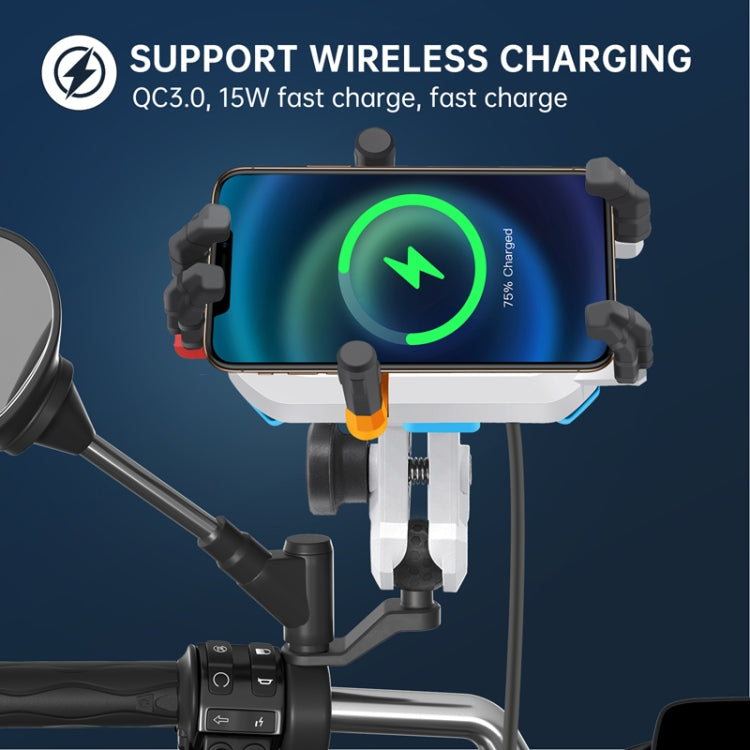 15W Wireless Fast Charging Colorful Motorcycle Shock Absorption Phone Holder