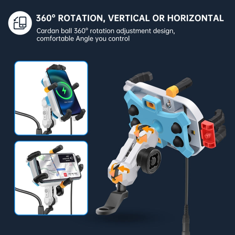 15W Wireless Fast Charging Colorful Motorcycle Shock Absorption Phone Holder