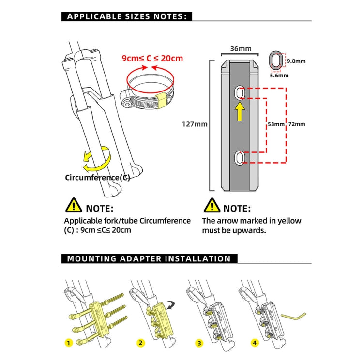 Rhinowalk RK404 4L Outdoor Cycling Quick-release Buckle Full Waterproof Bicycle Front Fork Bag