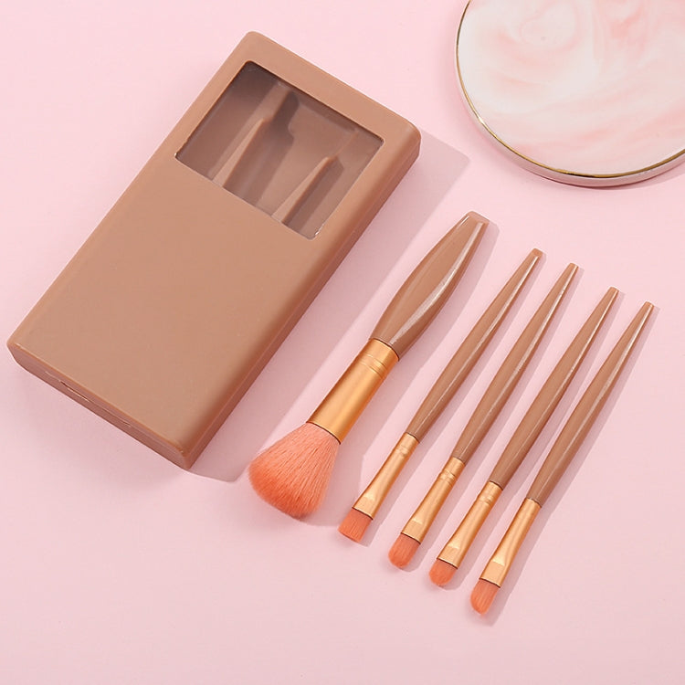5 In 1 Windowed Mirror Case Portable Mini Multifunctional Makeup Brushes Cosmetic Tool Set