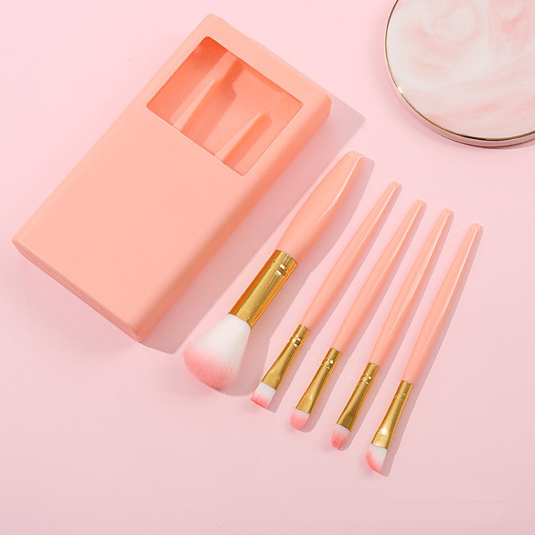 5 In 1 Windowed Mirror Case Portable Mini Multifunctional Makeup Brushes Cosmetic Tool Set