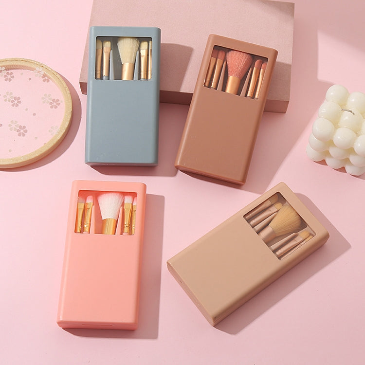 5 In 1 Windowed Mirror Case Portable Mini Multifunctional Makeup Brushes Cosmetic Tool Set
