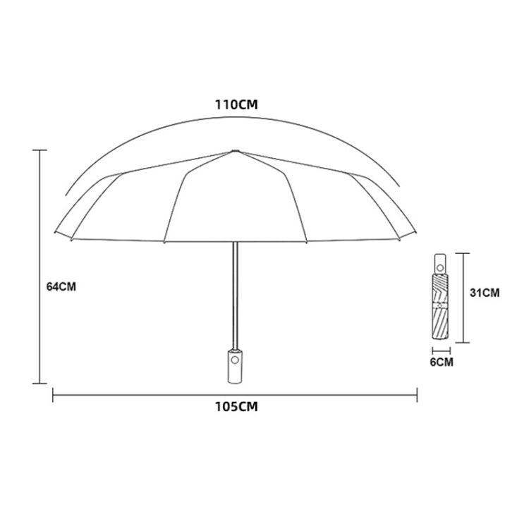 24 Bones Vinyl Folding Umbrella Sunny and Rainy Fully Automatic Sun Shading Umbrella