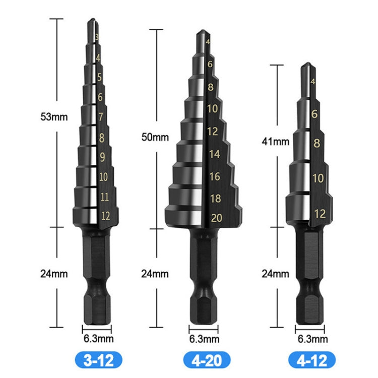 Hexagonal Shank Nitrided Straight Fluted Step Drill HSS Pagoda Drill Hole Opener