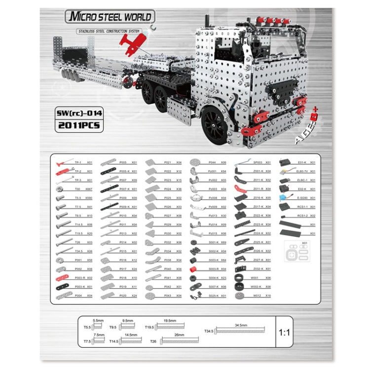 ZBToys Building Blocks Mechanical Toys Hand-Assembled Remote Control Trailer Metal Model