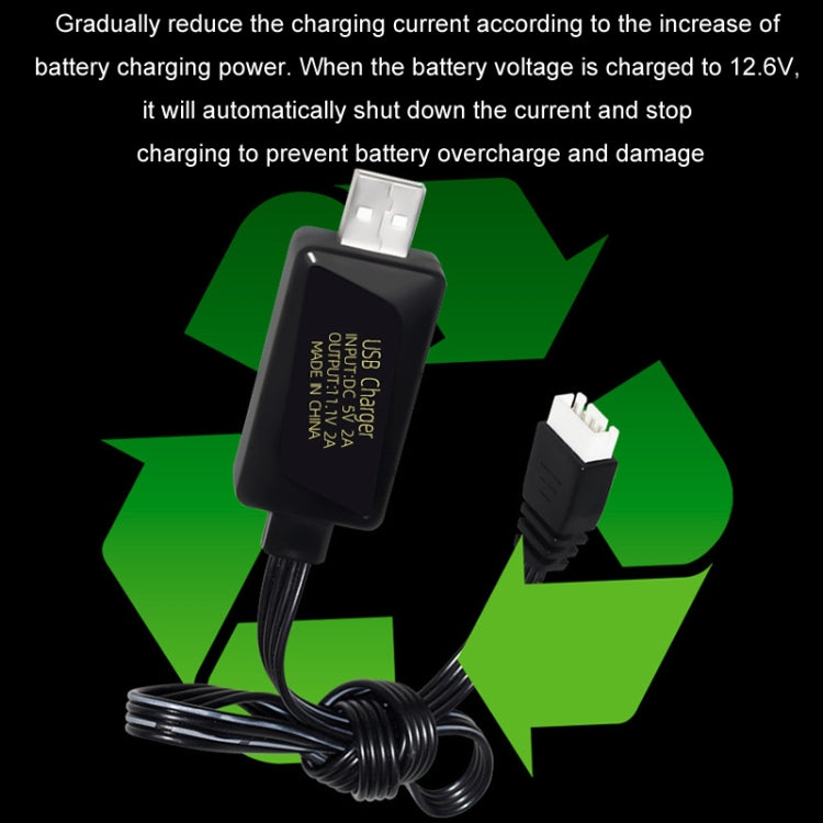 11.1V 2A 3S Lithium Battery USB Charger With Light