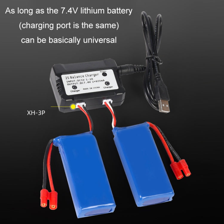 One-To-Two 7.4V Lithium Battery Overcharge Protection USB Charger With Light