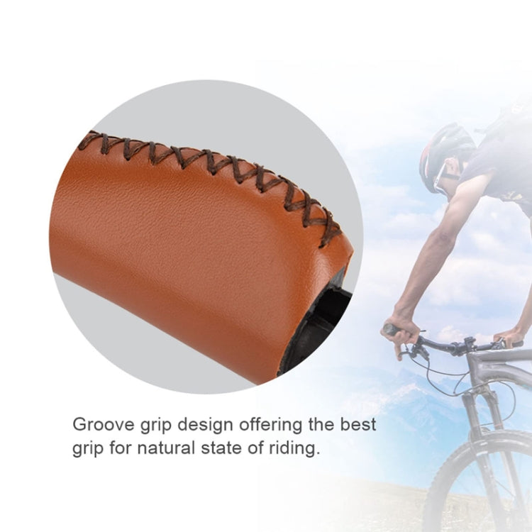 1pair Bicycle Non-Slip Leather Handlebar Grips Mountain Bike Vintage Handlebar Protector