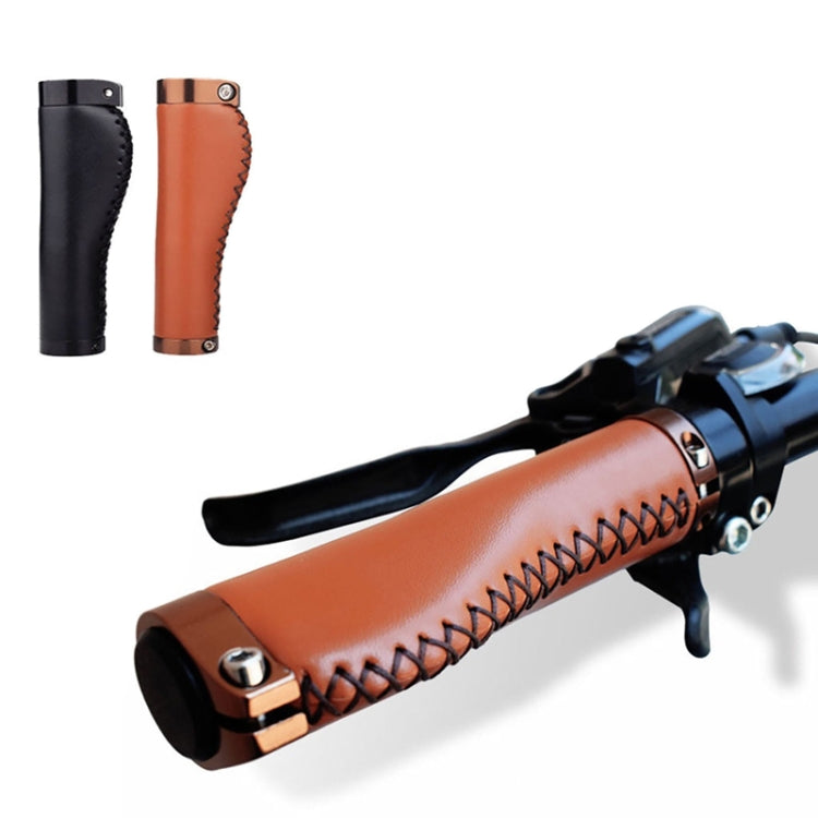 1pair Bicycle Non-Slip Leather Handlebar Grips Mountain Bike Vintage Handlebar Protector