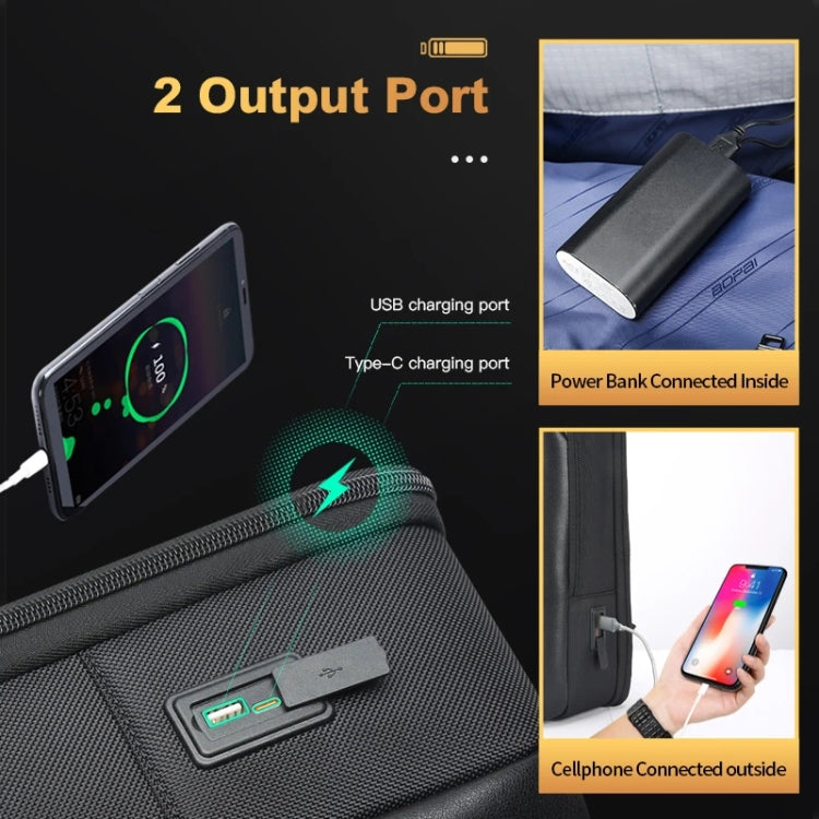 Bopai 61-53111 Large-capacity Waterproof Business Laptop Backpack With USB+Type-C Port