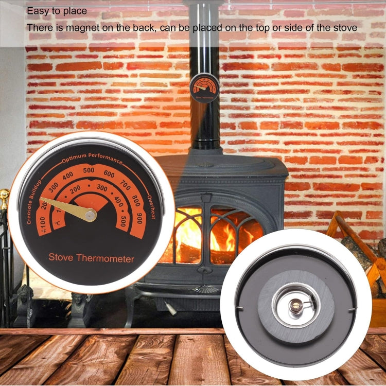 Round Pointer Stove Thermometer Fireplace Bimetallic Thermometer