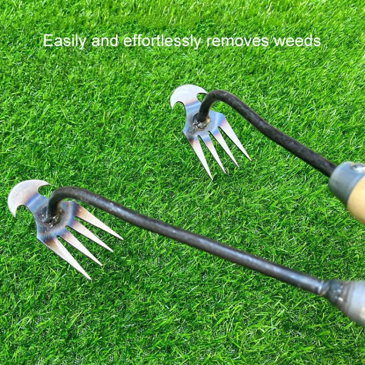 Four-Tooth Dual Purpose Weed Remover Tool Gardening Weed Rake Uprooting Weeding Tool