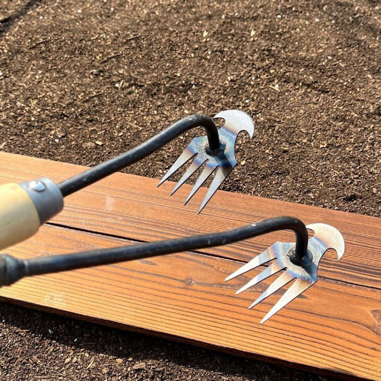 Four-Tooth Dual Purpose Weed Remover Tool Gardening Weed Rake Uprooting Weeding Tool