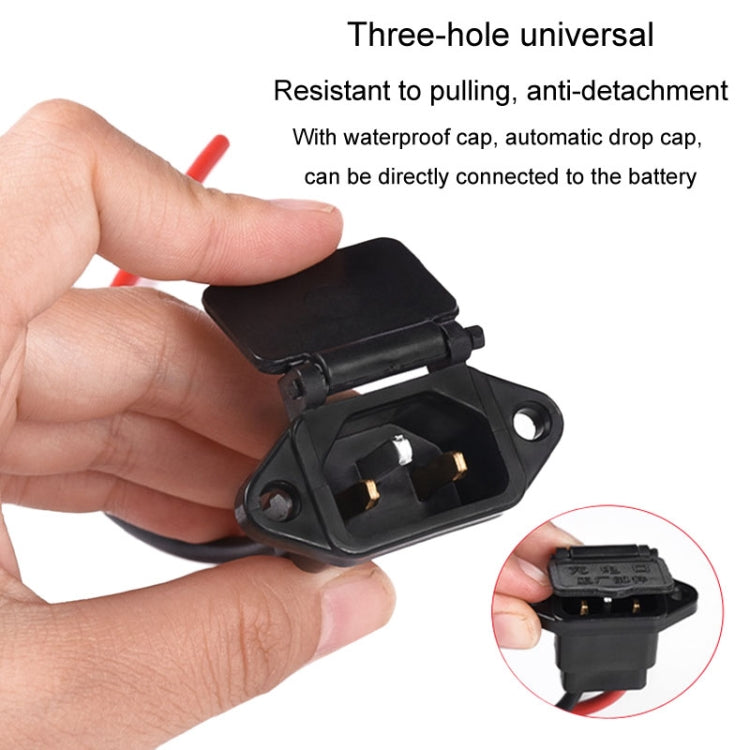 2pcs Electric Motorcycle Charging Port Three Hole Socket Charger Socket With Cover