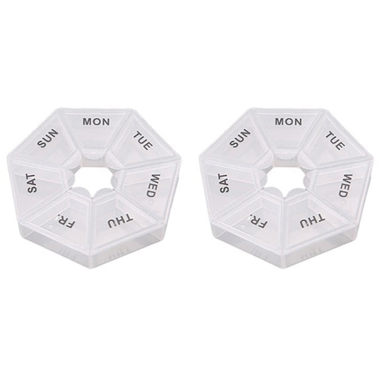 2pcs Portable Transparent Moisture-Proof Weekly 7-grids Pill Storage Box