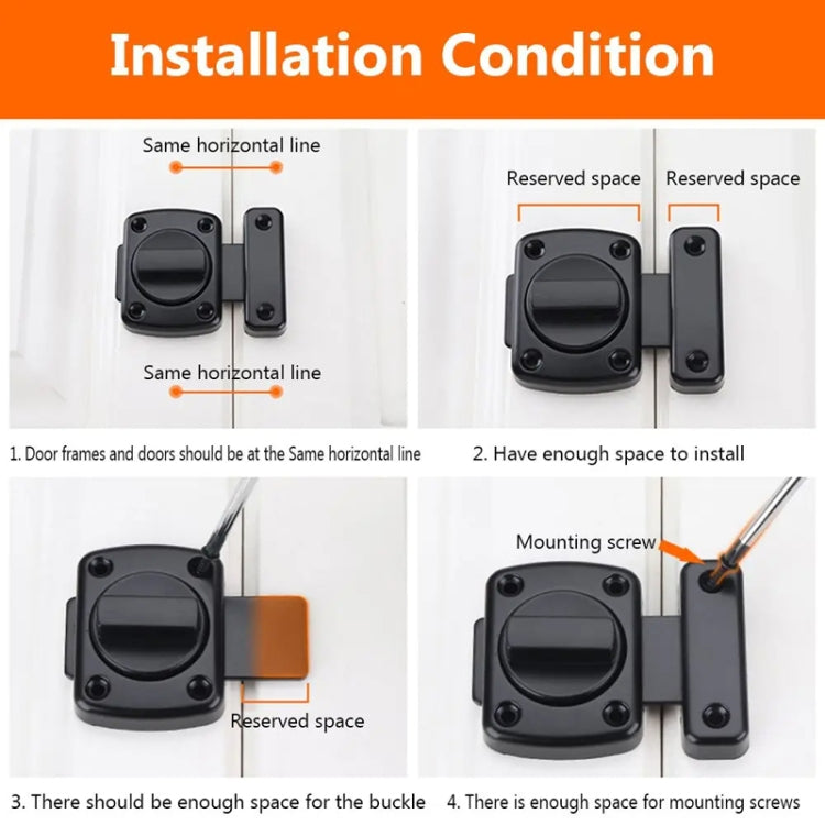 Stainless Steel Rotate Bolt Latch Anti-Theft Security Bathroom Door Lock Spring Latch