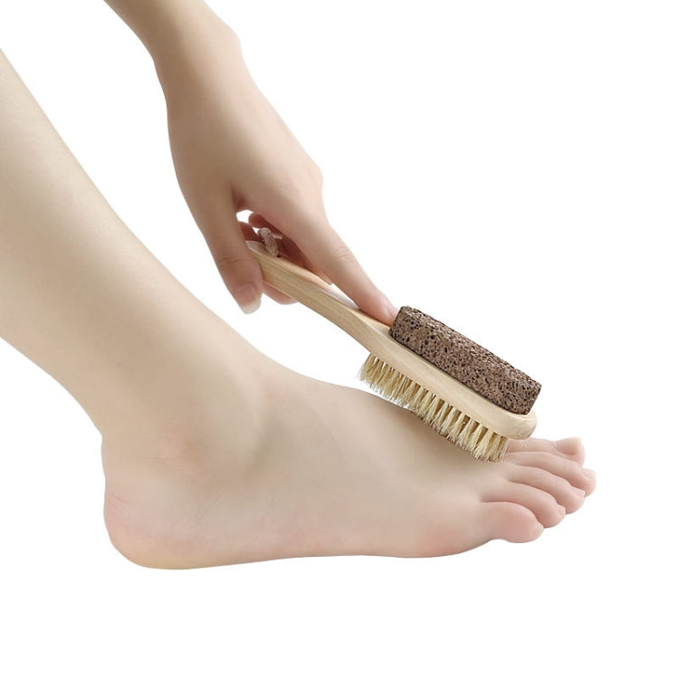 Double-Sided Foot Grinder Pig Bristle Brush Wooden Cleaning Massage Small Brush
