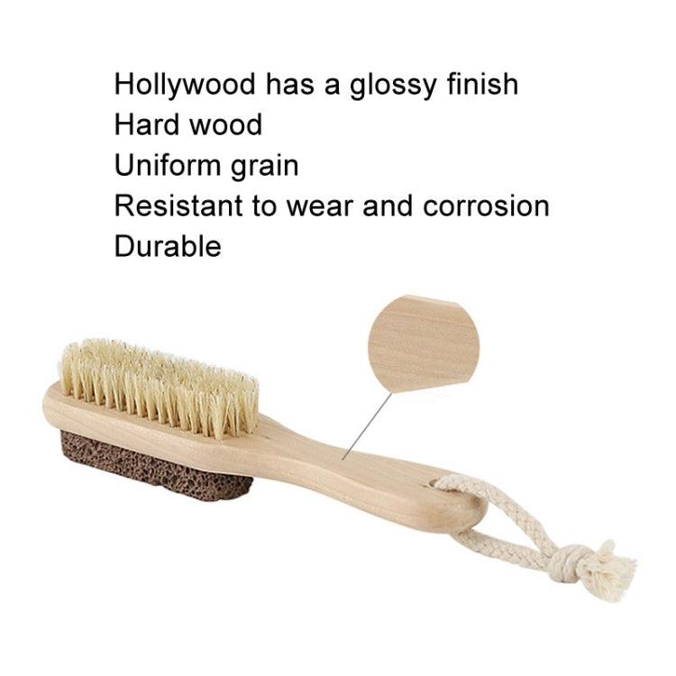 Double-Sided Foot Grinder Pig Bristle Brush Wooden Cleaning Massage Small Brush
