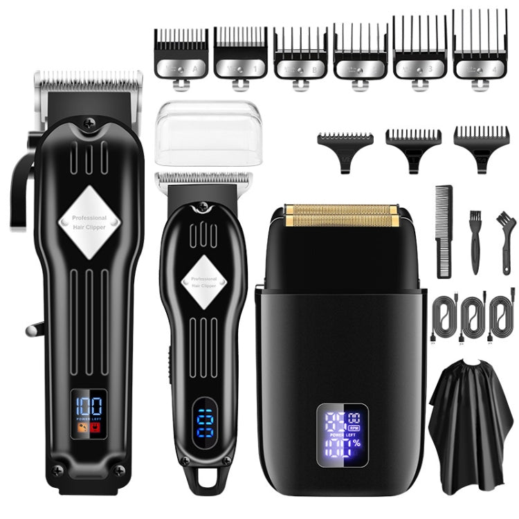 3pcs /Set Men Home Hair Salon High-power Hair Clipper